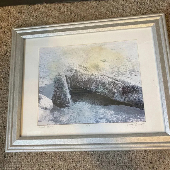 VTG Original Or Art Print? Beach Zen 5/25/09 Signed Frame Print Spraying Paint - Picture 1 of 9